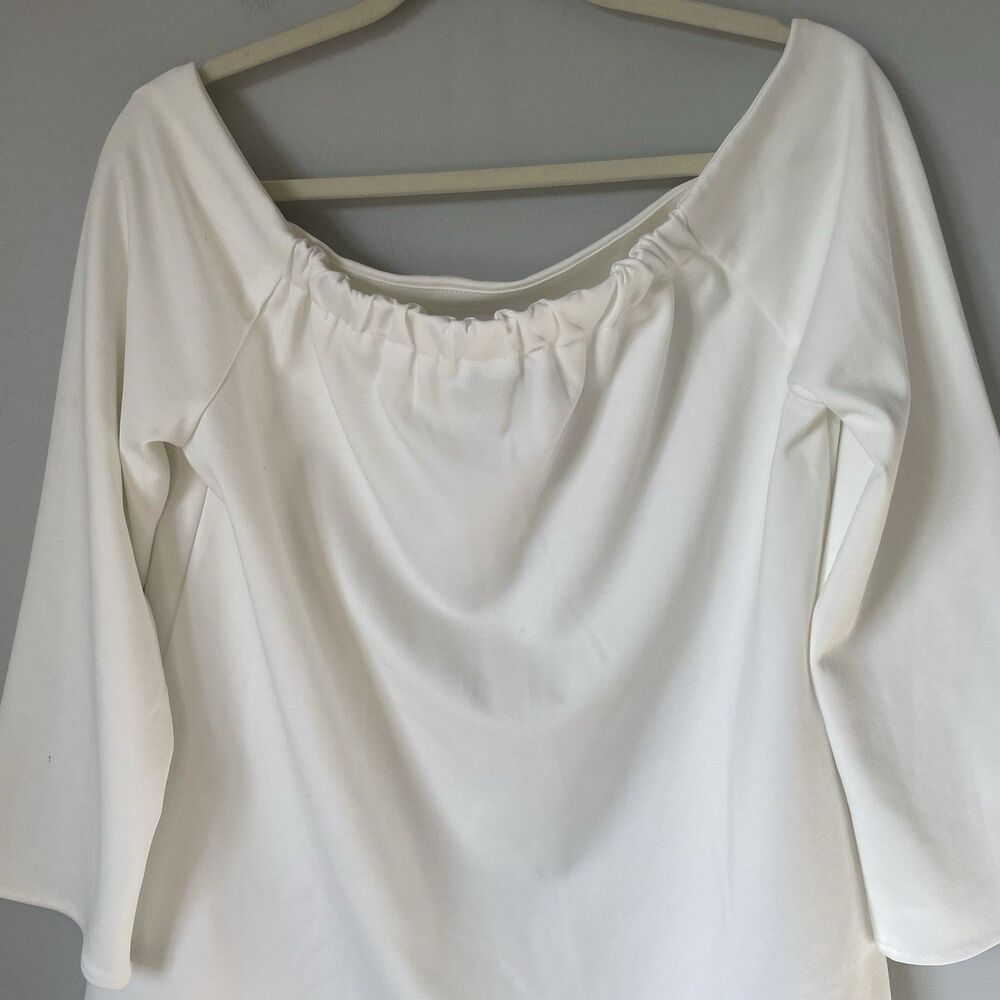 Tuckernuck White Miranda Off The Shoulder Blouse Top 3/4 Sleeve Women's Size XL - Picture 4 of 12